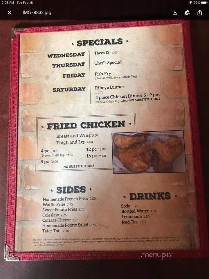 Nowhere Bar & Grill - Victoria, IL menu_pic