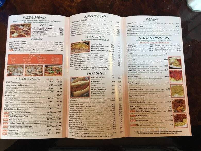 Nino's New York Style Pizza - Millersville, PA menu_pic