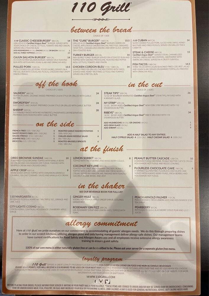 110 Grill - Portsmouth, NH menu_pic