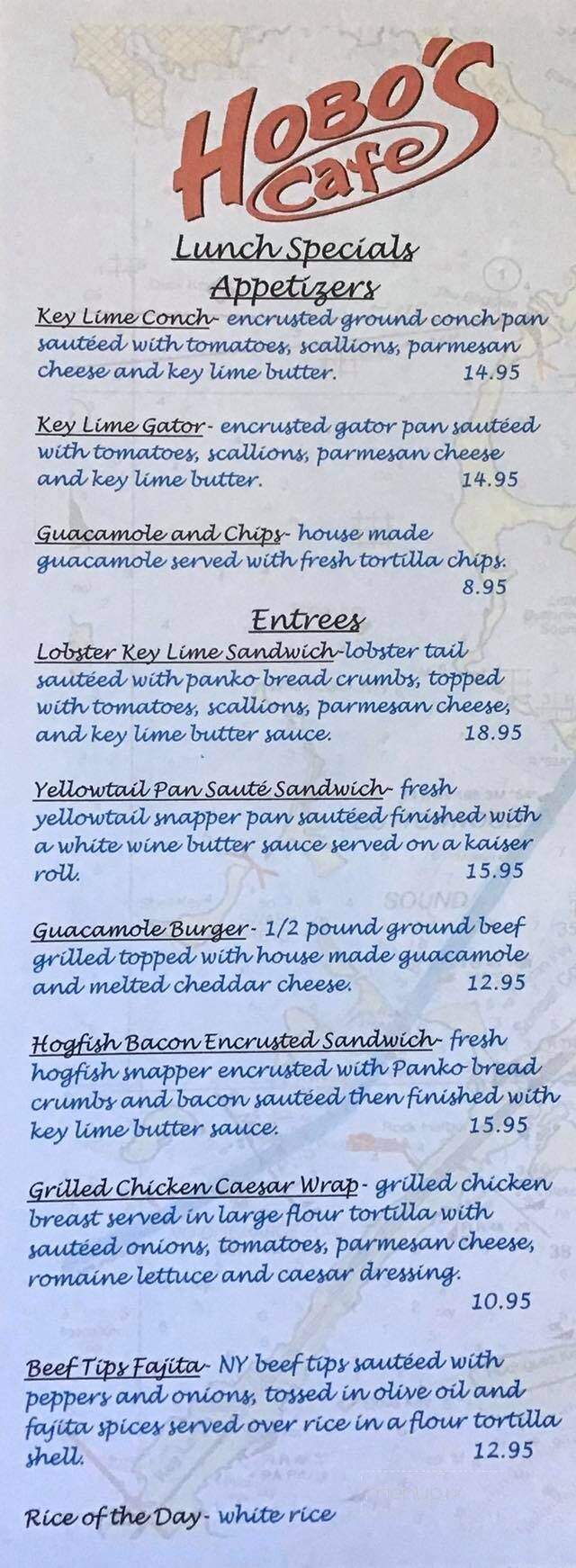 Hobo's Cafe - Key Largo, FL menu_pic