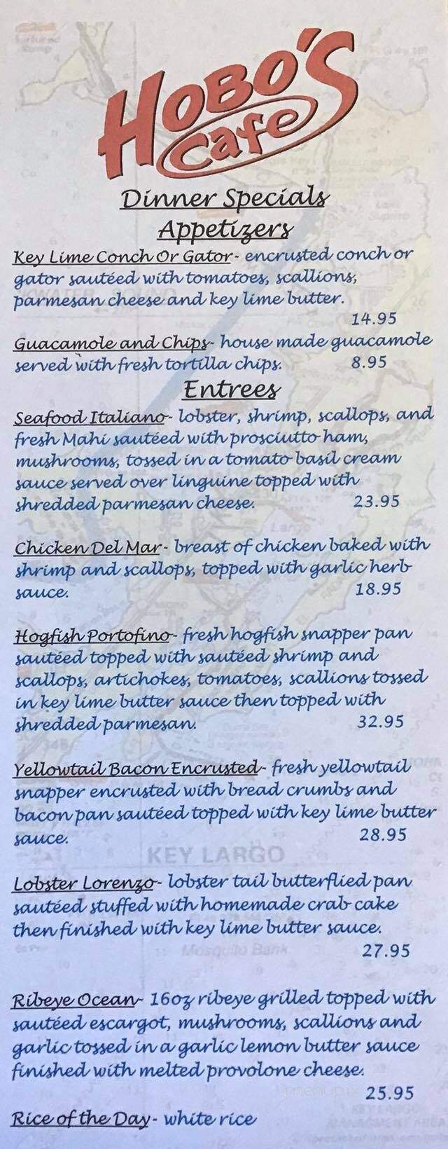 Hobo's Cafe - Key Largo, FL menu_pic