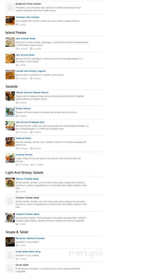 Bahama Breeze - Charleston, SC menu_pic