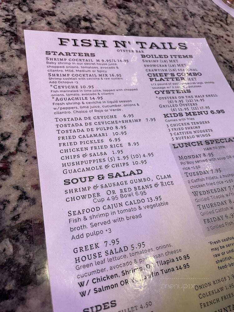 Fish N Tails Oyster Bar - Rowlett, TX menu_pic