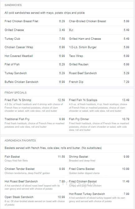 Buffalo Head Restaurant - Forestport, NY menu_pic