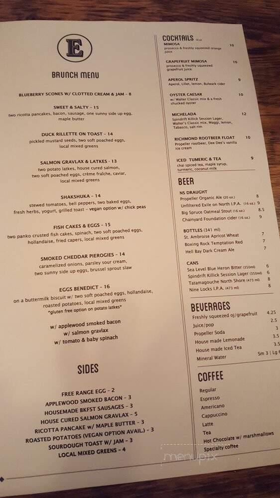 EDNA Restaurant - Halifax, NS menu_pic