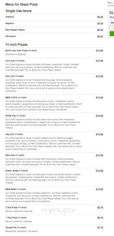 Blaze Pizza - Port St. Lucie, FL menu_pic