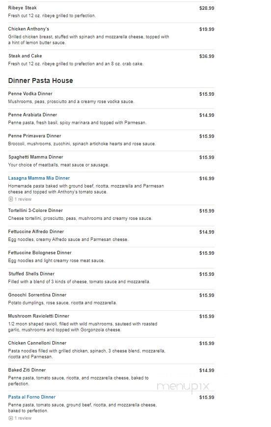 Anthony's NY Pizza & Pasta House - Bowie, MD menu_pic