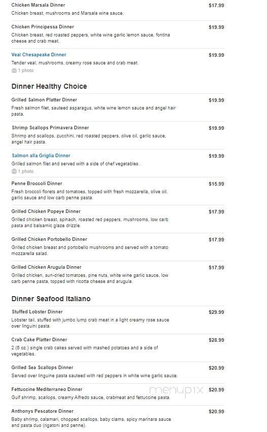 Anthony's NY Pizza & Pasta House - Bowie, MD menu_pic