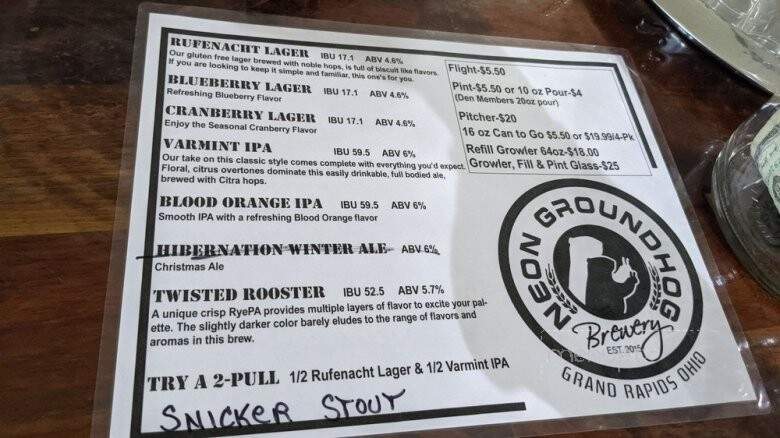 Majestic Oak Winery - Grand Rapids, OH menu_pic