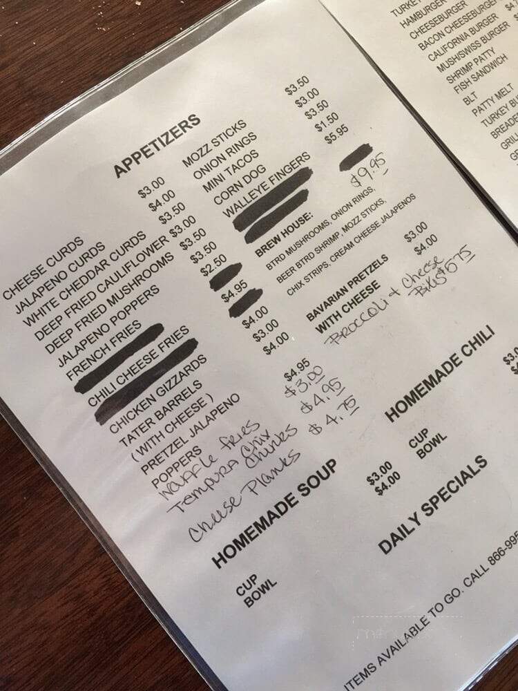 Tap - Webster, WI menu_pic