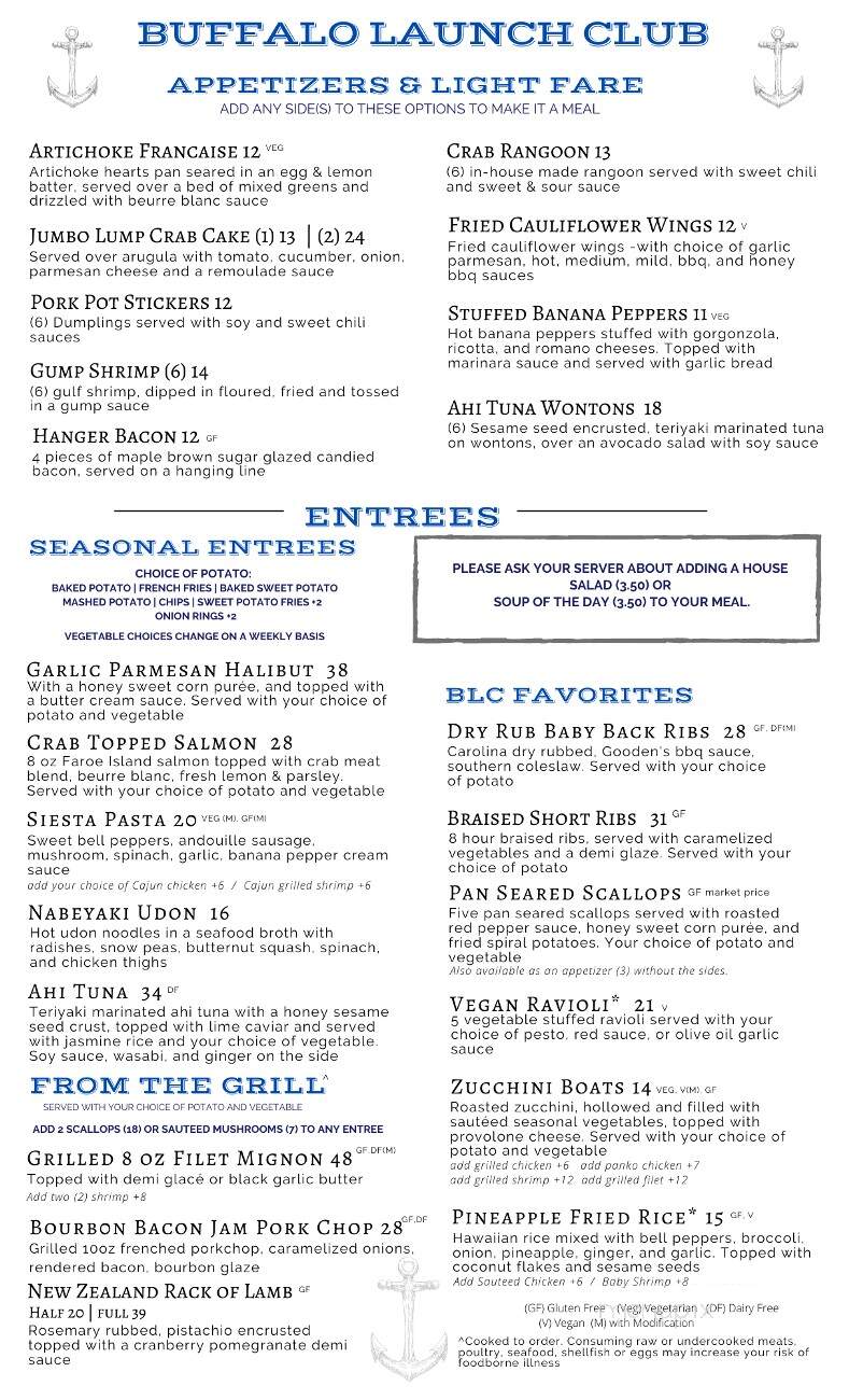 Buffalo Launch Club - Grand Island, NY menu_pic