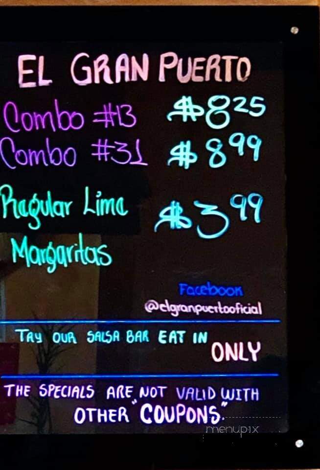 El Gran Puerto - Stuarts Draft, VA menu_pic