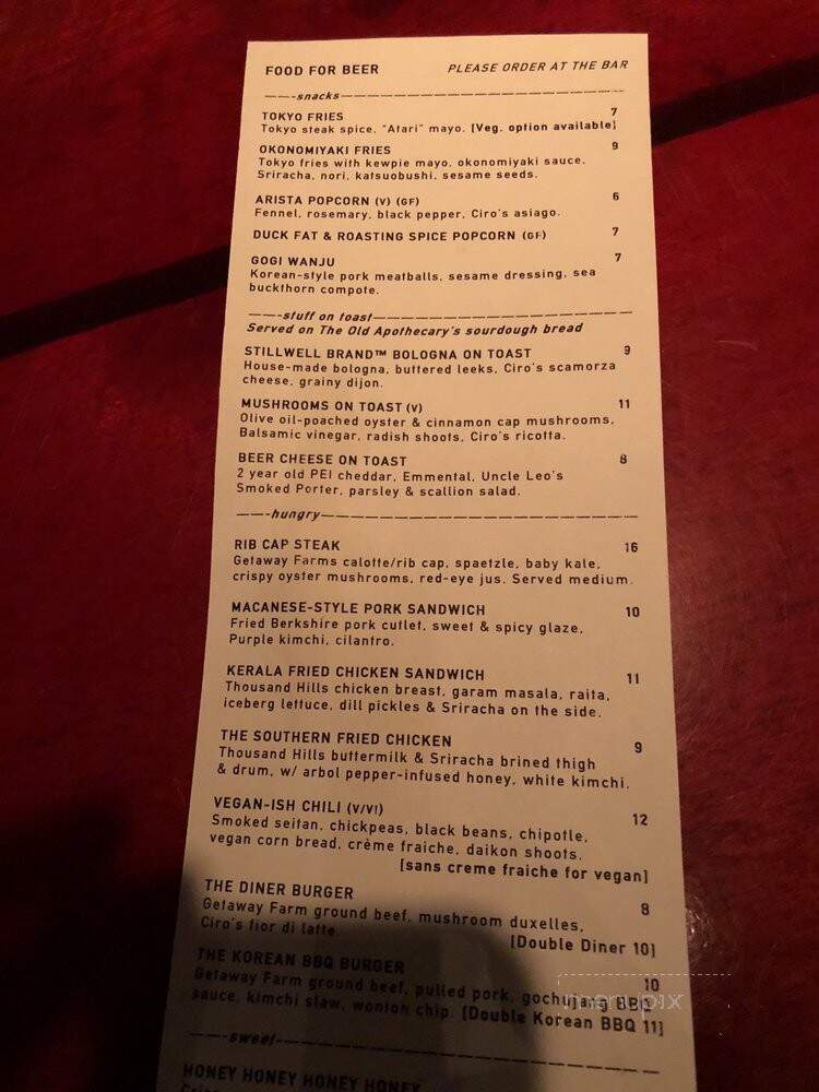Stillwell Beer Bar - Halifax, NS menu_pic