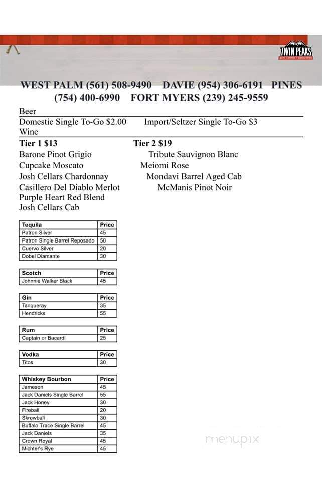 Twin Peaks - Fort Myers, FL menu_pic