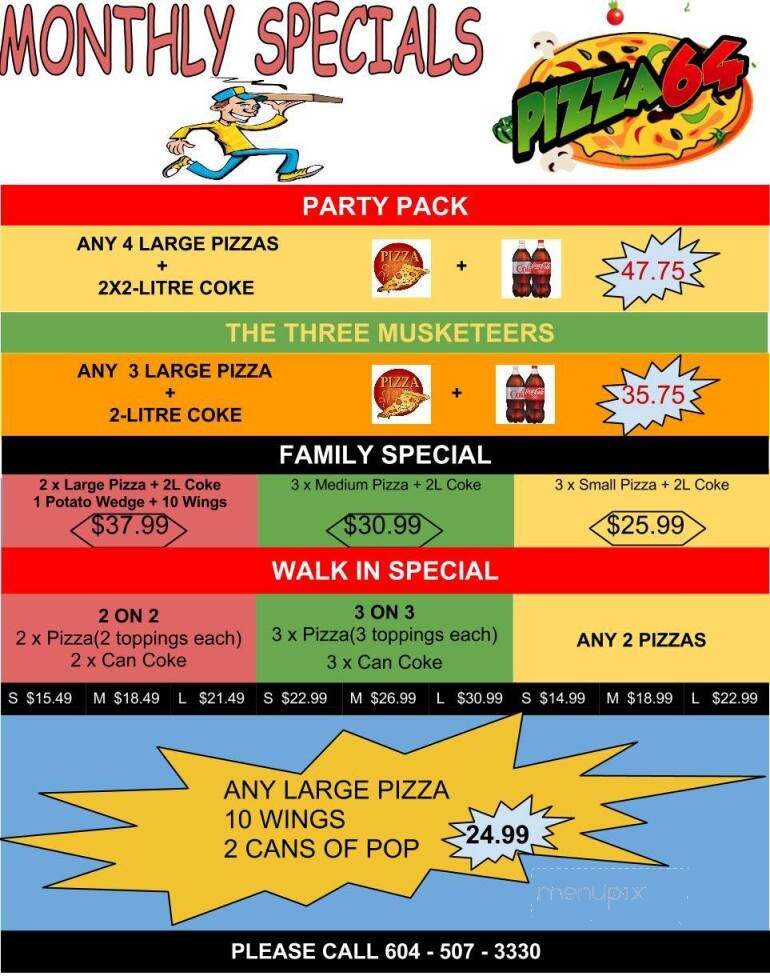 Pizza 64 - Surrey, BC menu_pic