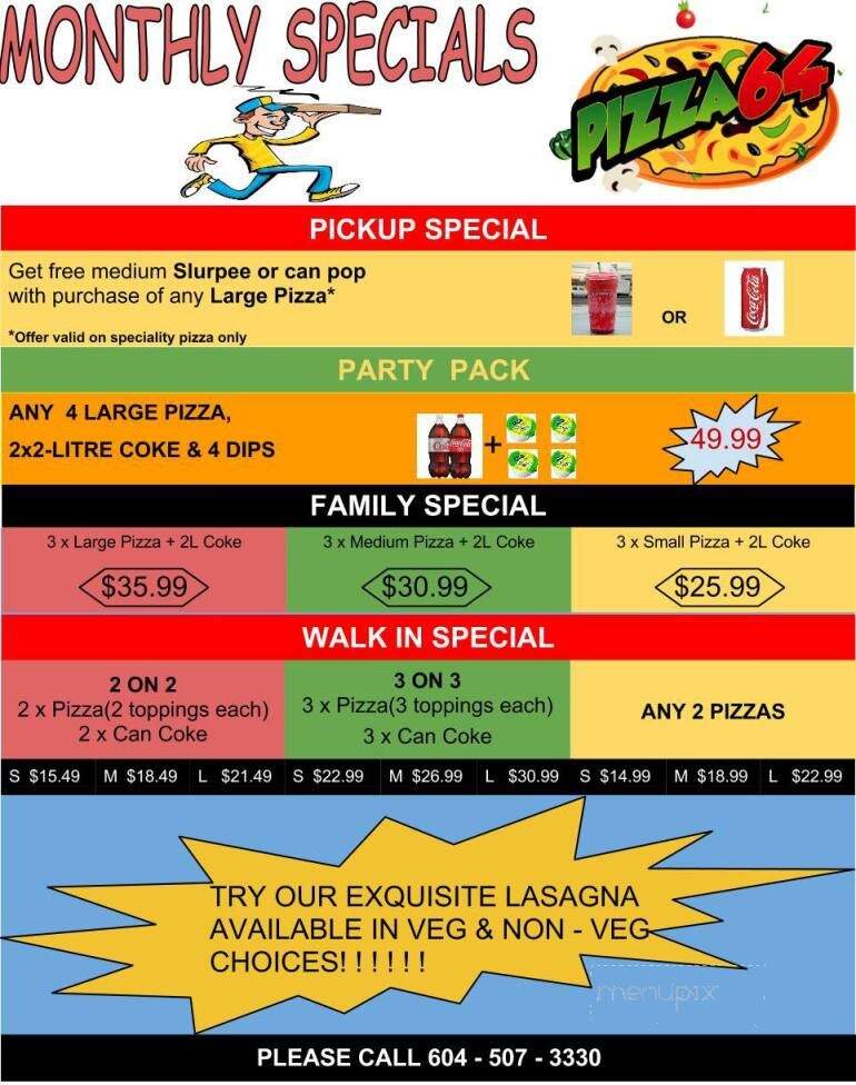 Pizza 64 - Surrey, BC menu_pic