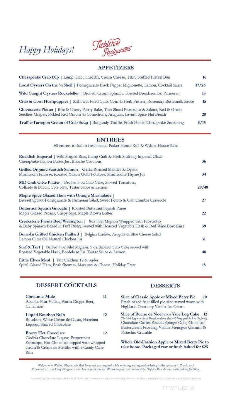 Tickler's Crab Shack - Tilghman Island, MD menu_pic
