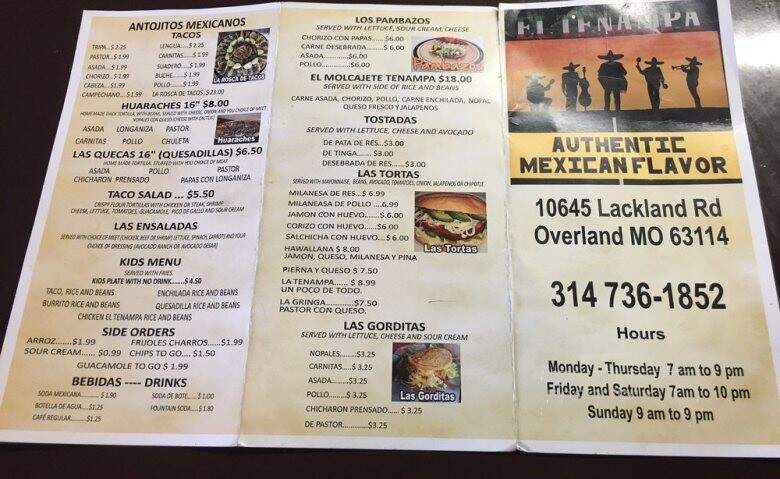 El Tenampa - St. Louis, MO menu_pic