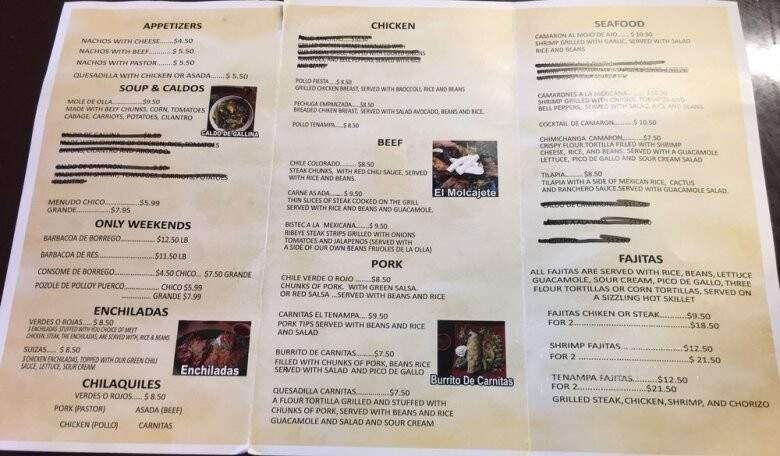 El Tenampa - St. Louis, MO menu_pic