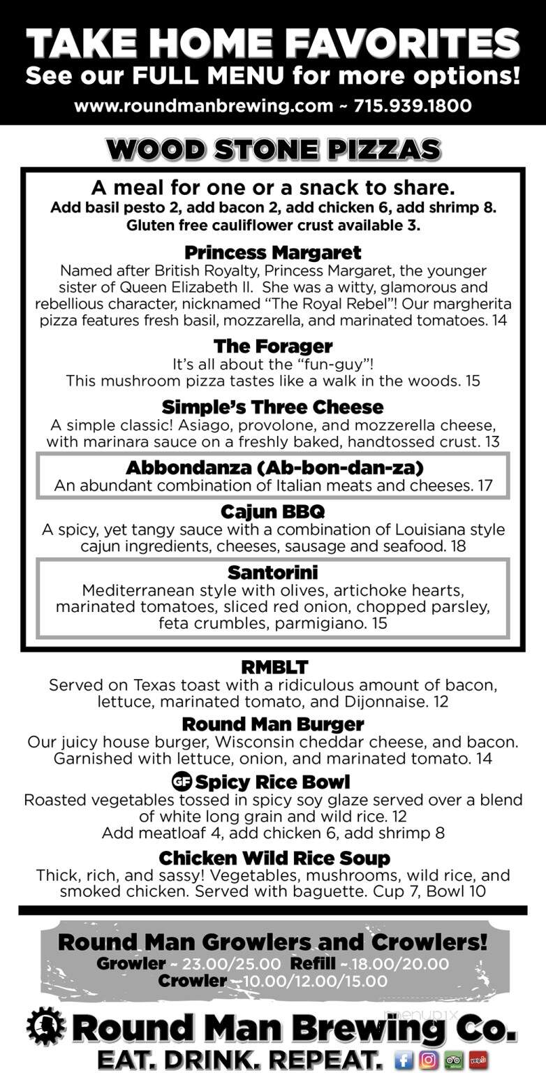 Round Man Brewing Co - Spooner, WI menu_pic