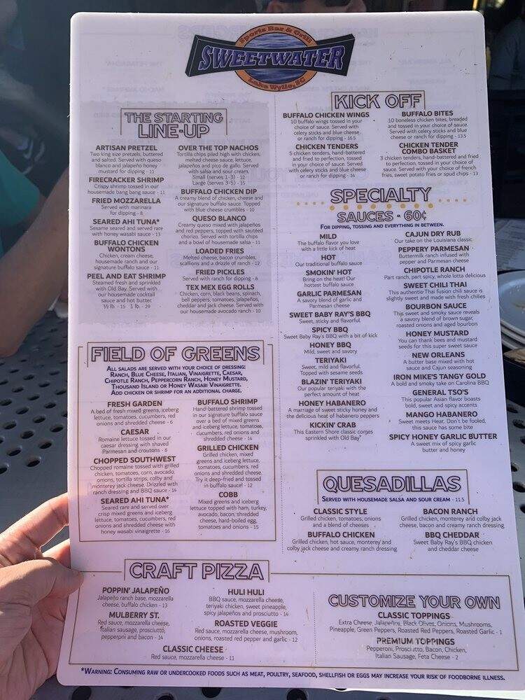 Sweetwater Sports Bar & Grill - Lake Wylie, SC menu_pic