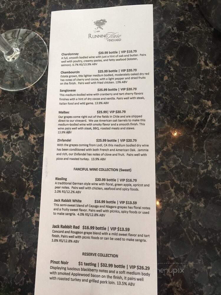 Running Hare Vineyard - Prince Frederick, MD menu_pic