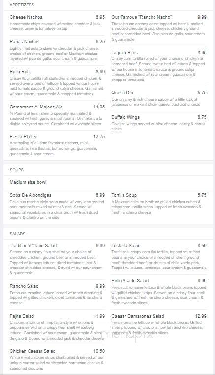 Rancho Viejo - Granby, CT menu_pic