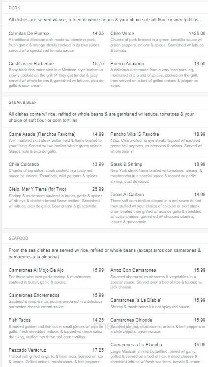 Rancho Viejo - Granby, CT menu_pic