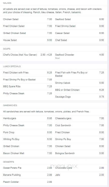 Aunny's - Georgetown, SC menu_pic