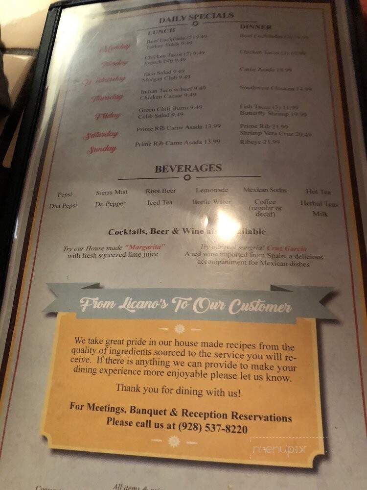 Licano's Mexican Food Steak - Show Low, AZ menu_pic