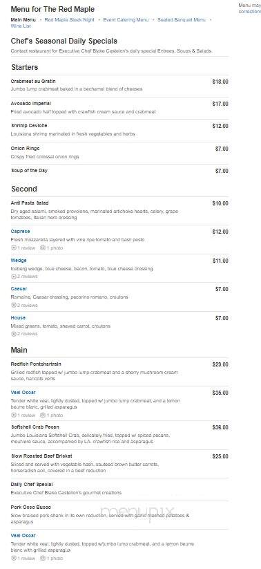 Red Maple Restaurant & Lounge - Gretna, LA menu_pic