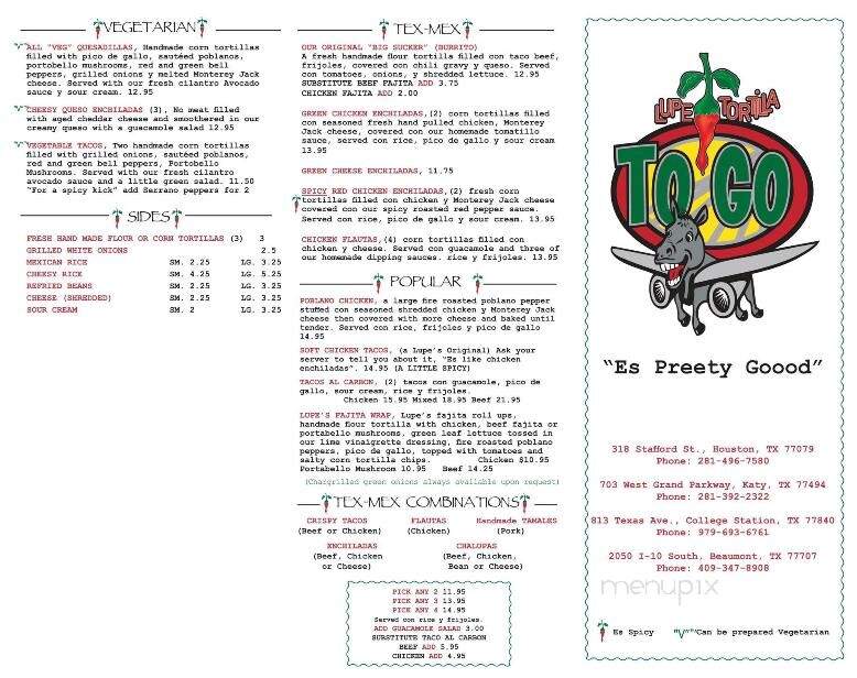 Lupe Tortilla - Katy, TX menu_pic
