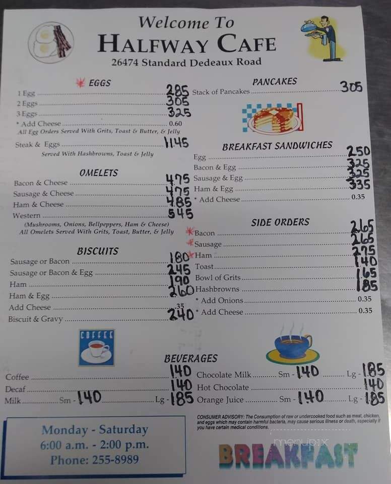 Halfway Cafe - Kiln, MS menu_pic