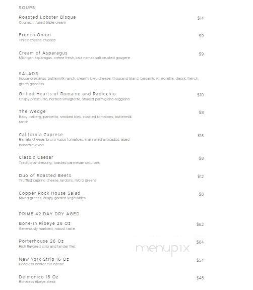 Copper Rock Steakhouse - New Buffalo, MI menu_pic