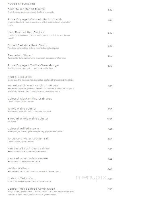 Copper Rock Steakhouse - New Buffalo, MI menu_pic