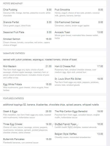 The Restaurant at The Ritz-Carlton, St. Louis - Clayton, MO menu_pic