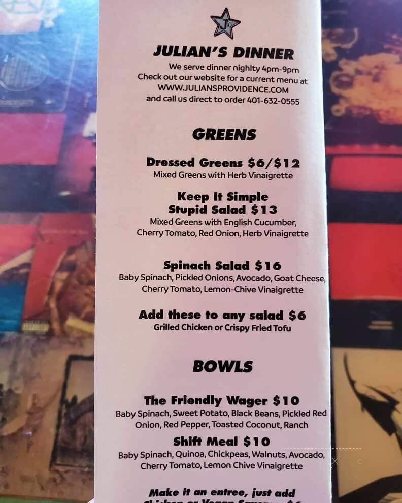 Juliana's - Providence, RI menu_pic