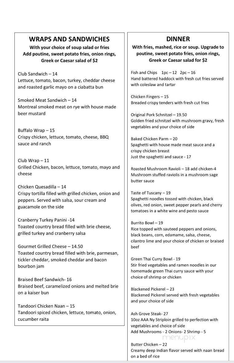 Ash Grove Inn Restaurant & Motel - Barry's Bay, ON menu_pic