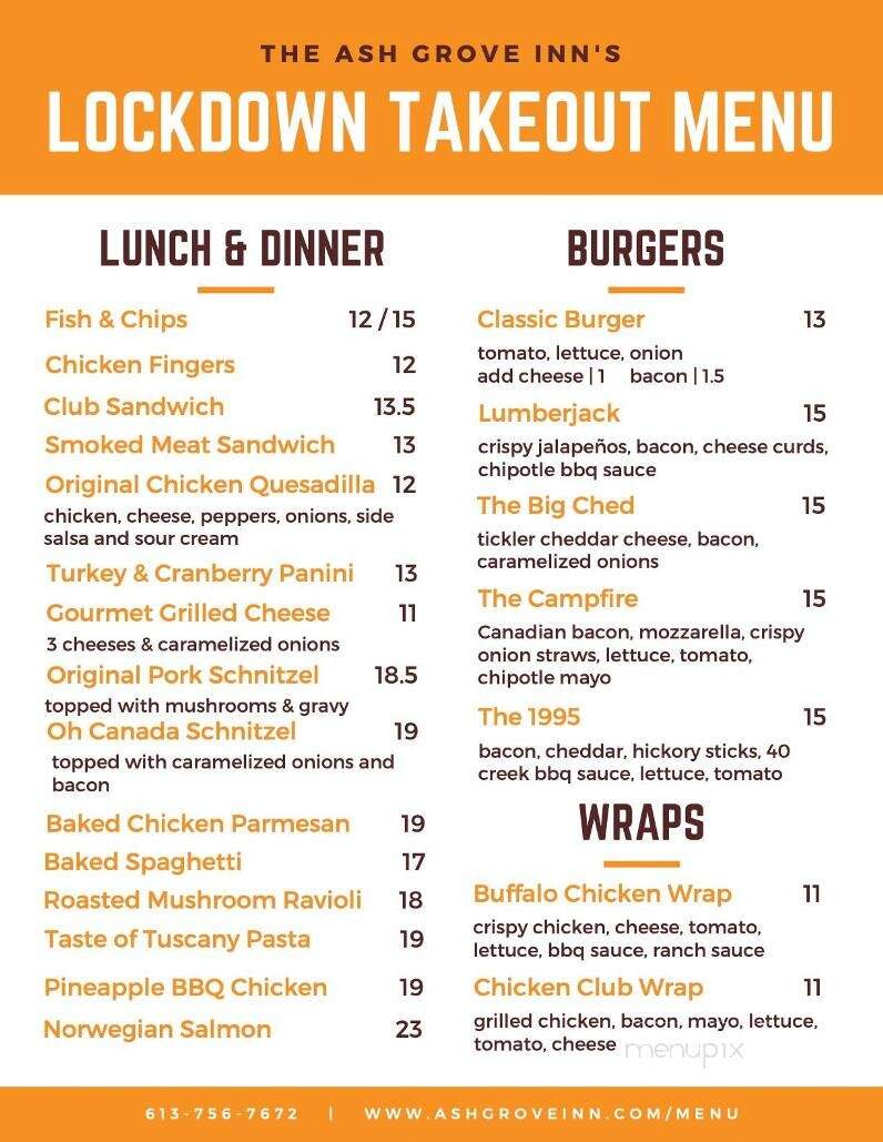 Ash Grove Inn Restaurant & Motel - Barry's Bay, ON menu_pic