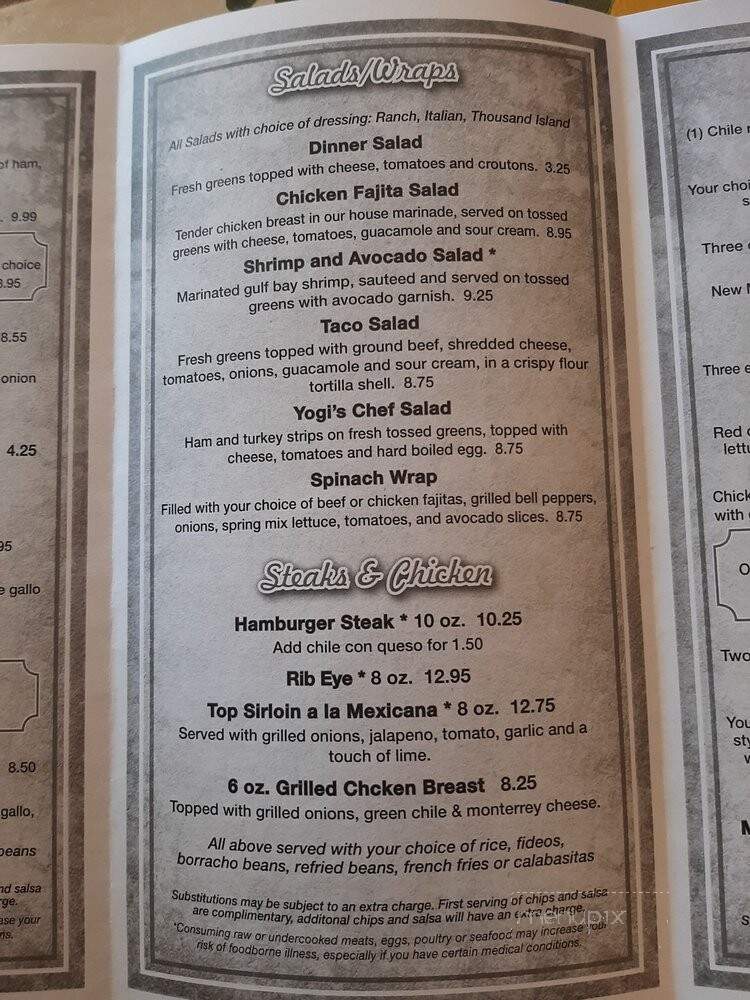 La Nueva Casita Cafe - Las Cruces, NM menu_pic