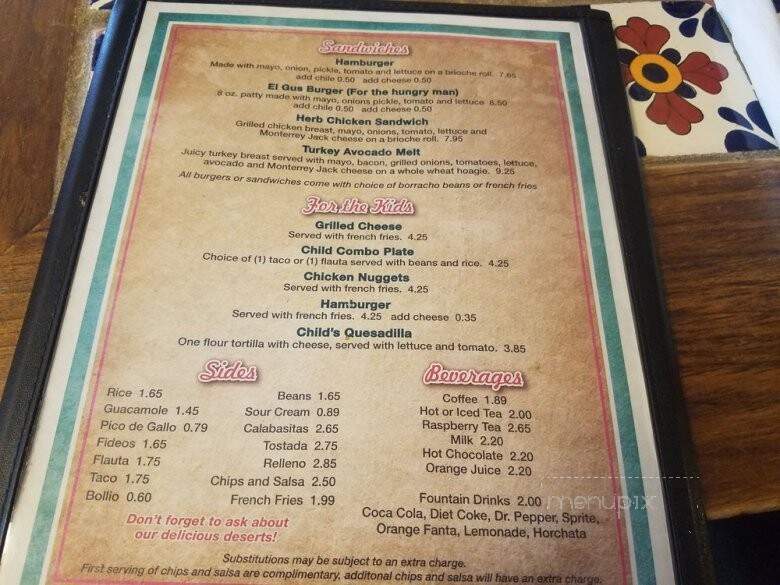 La Nueva Casita Cafe - Las Cruces, NM menu_pic