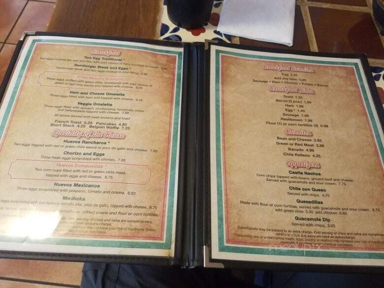 La Nueva Casita Cafe - Las Cruces, NM menu_pic