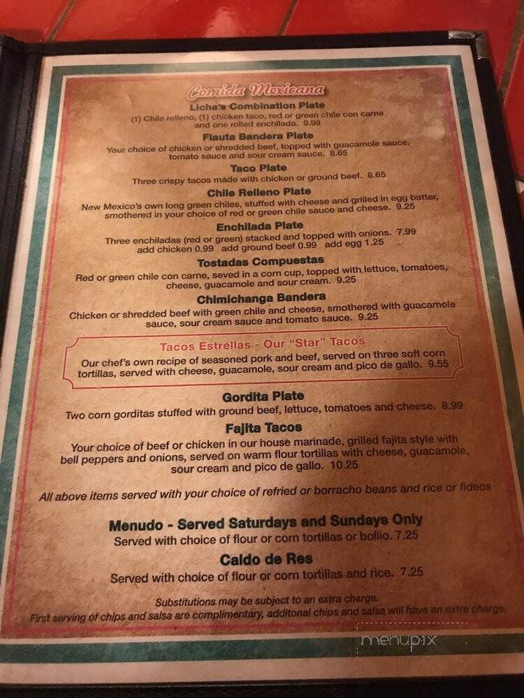 La Nueva Casita Cafe - Las Cruces, NM menu_pic