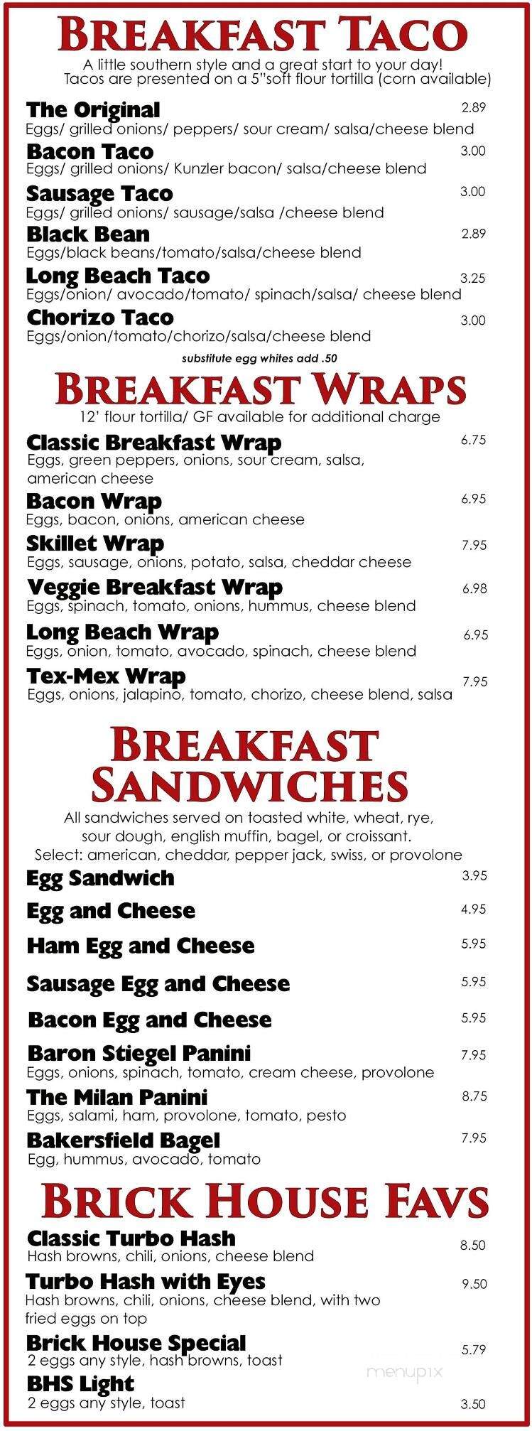 Brick House Cafe - Manheim, PA menu_pic