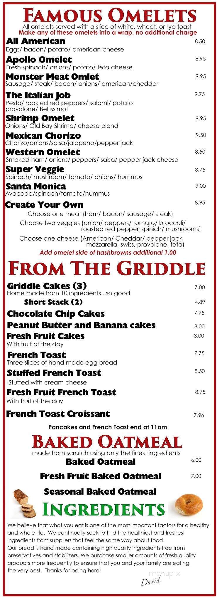 Brick House Cafe - Manheim, PA menu_pic