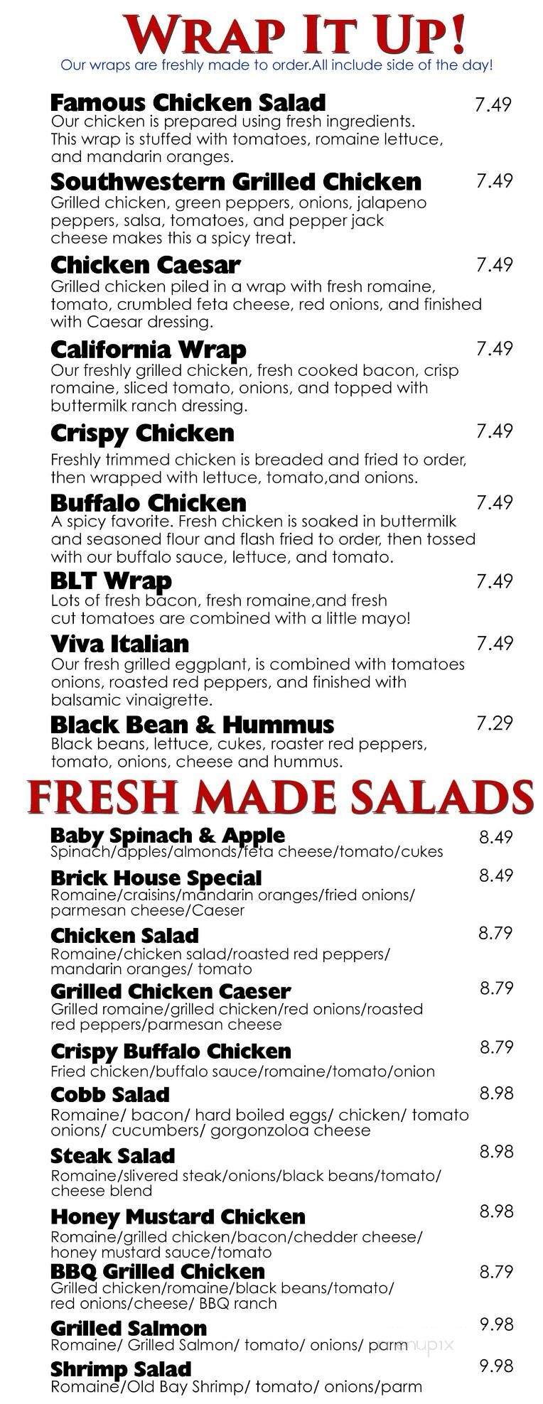 Brick House Cafe - Manheim, PA menu_pic