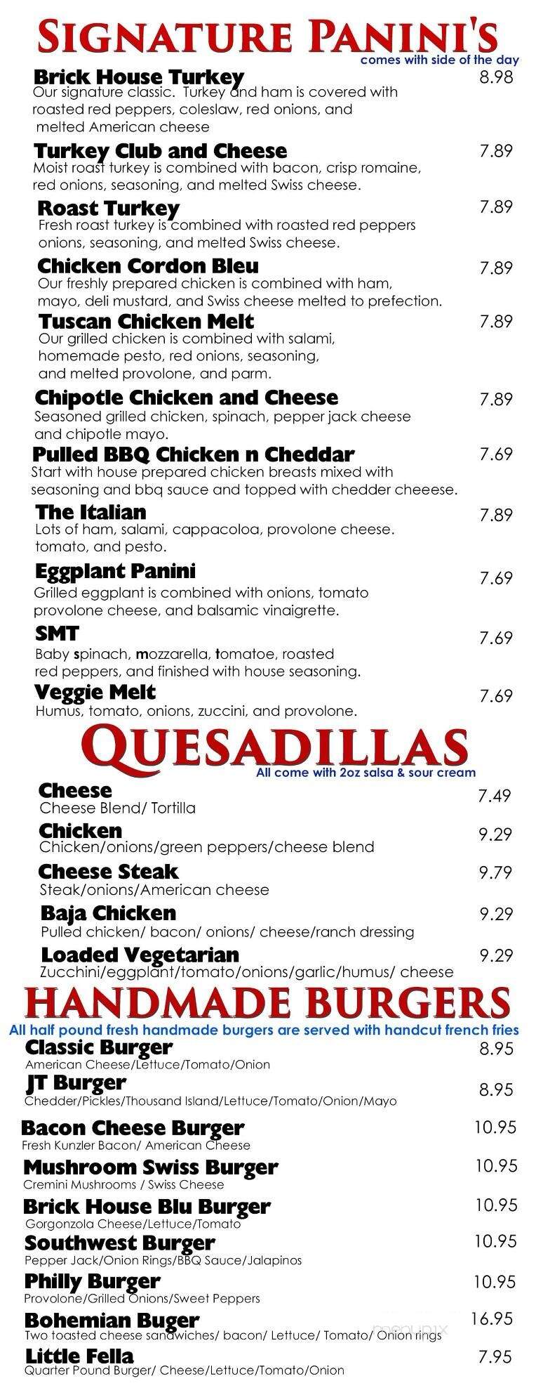 Brick House Cafe - Manheim, PA menu_pic