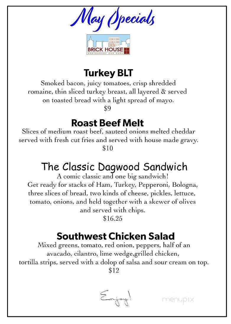 Brick House Cafe - Manheim, PA menu_pic