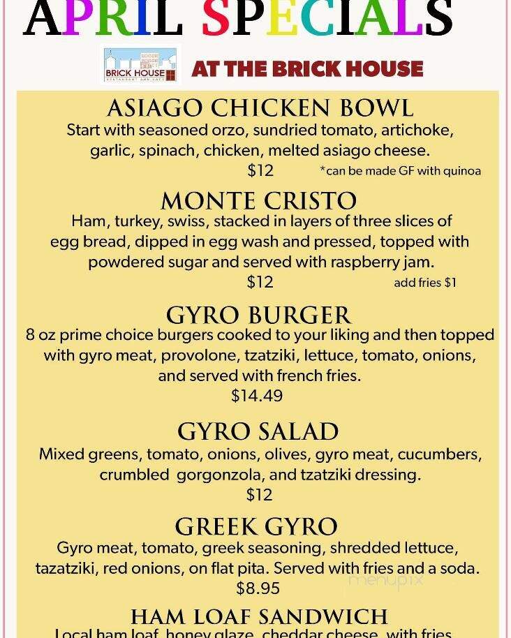 Brick House Cafe - Manheim, PA menu_pic