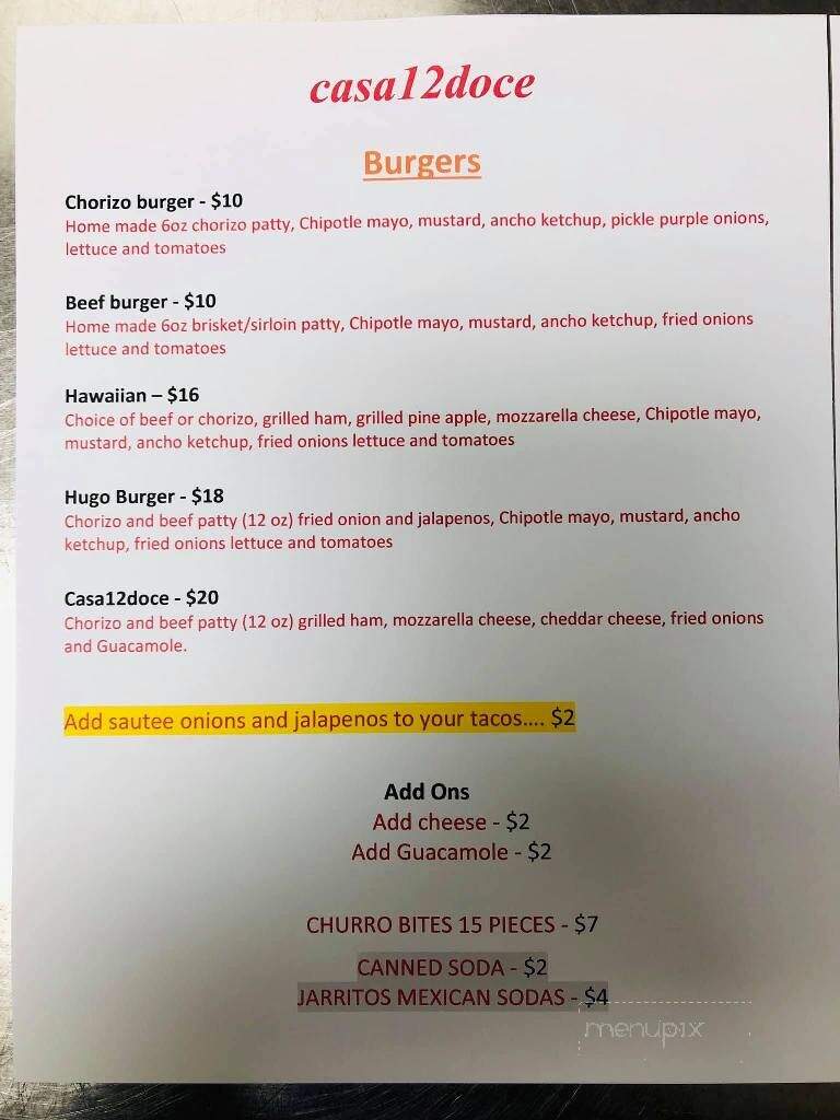 Casa12doce - Sherwood Park, AB menu_pic